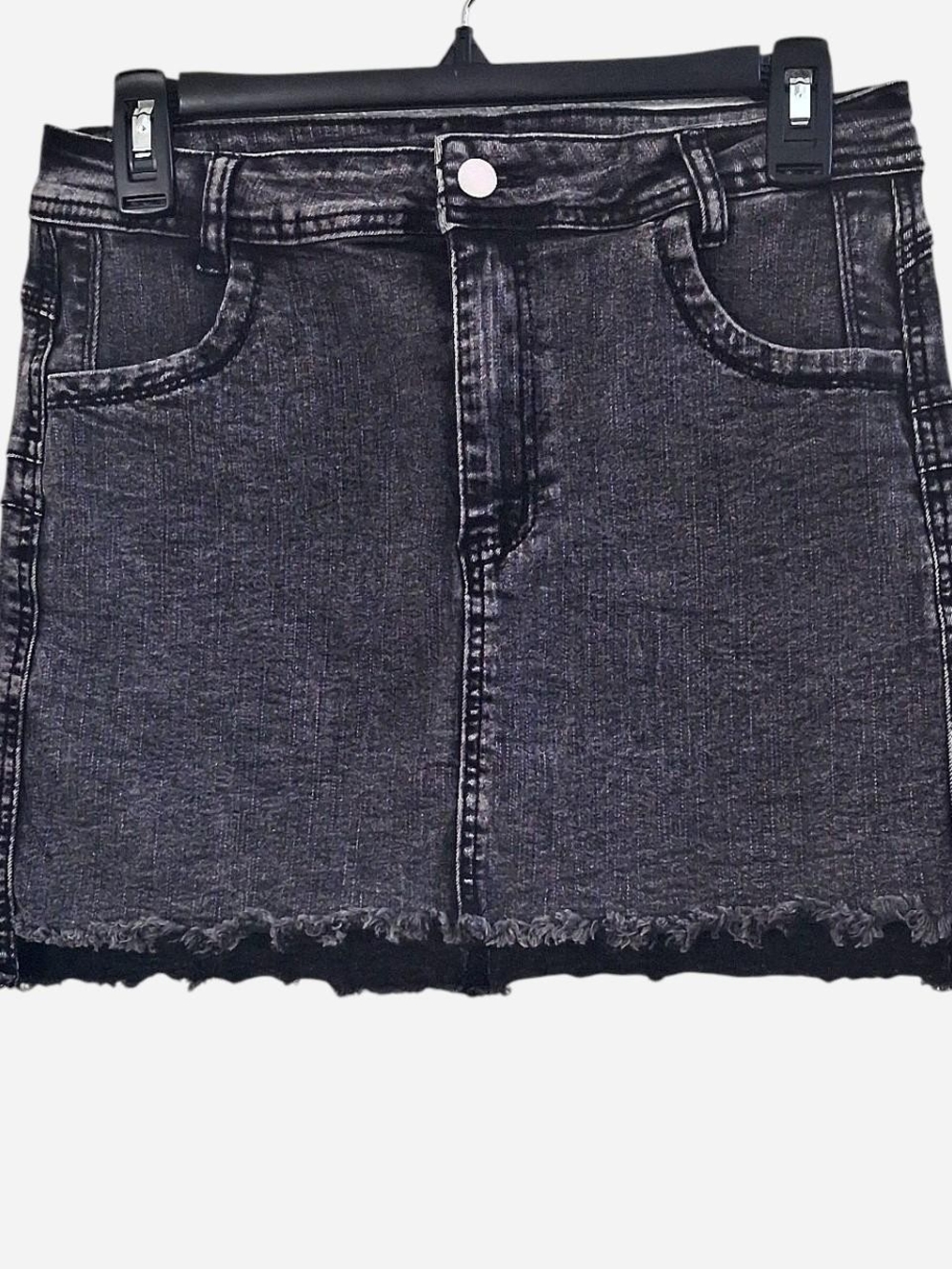 Black Washed Denim Mini Skirt